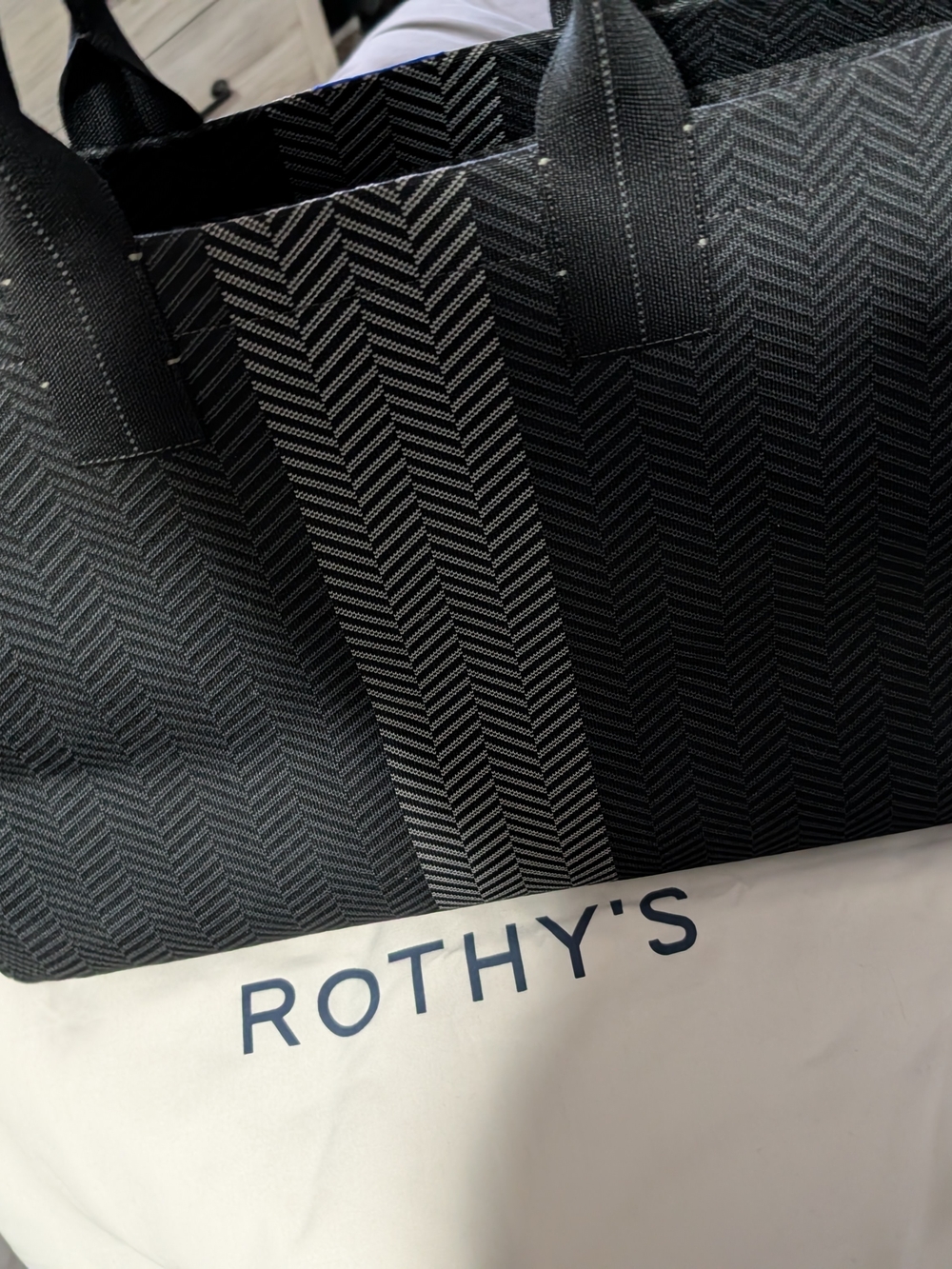 Rothy's Black Chevron Weekender Bag
